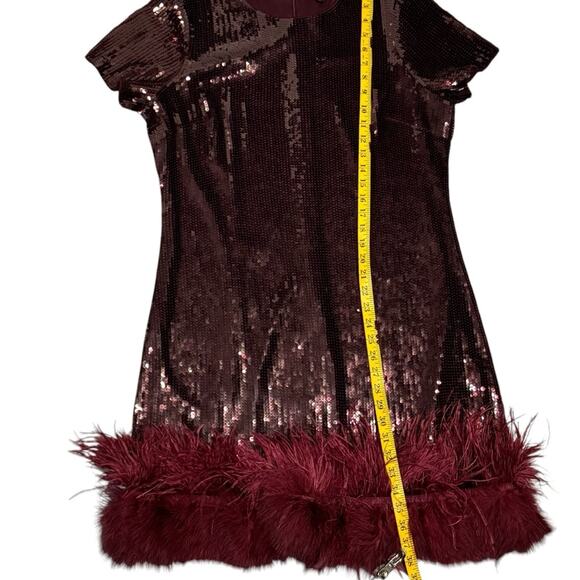 Express Womens Size XL Mini Dress Whimpsygoth Dark Romance Sequins Feather Hem - Picture 7 of 10